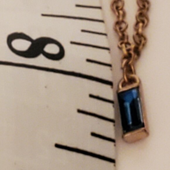 Gold Chain Necklace With Blue Rectangle Charms - Picture 4 of 8